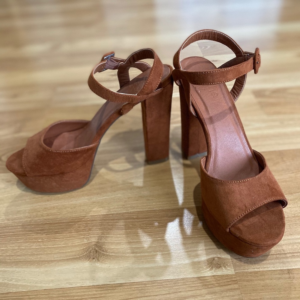 Rust Colored Suede Platform Sandals - image 3